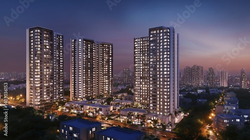 Wallpaper Mural Twilight Serenity, Capturing the Elegance of Modern Urban Living in High-Rise Residences Torontodigital.ca