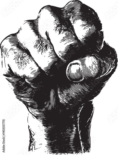 Powerful Clenched Fist, a Graphic Illustration of Strength