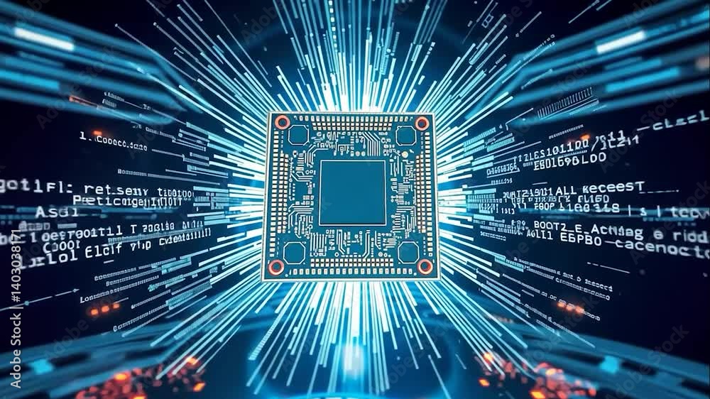 Microprocessor core visual with high-speed data streams and coding elements