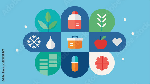 Seasonal Health Essentials An illustration featuring various supplements categorized by seasons highlighting how customized health needs change throughout the year.