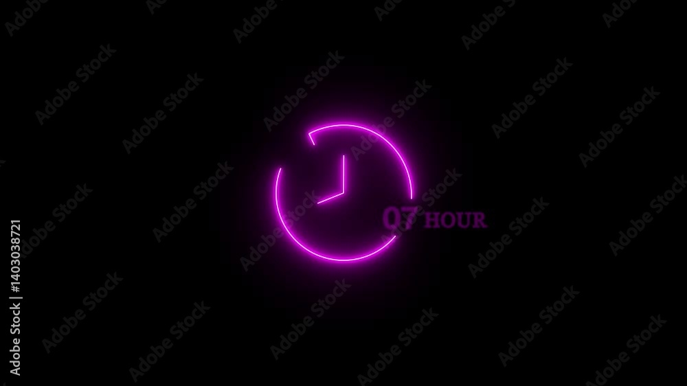 Abstract glowing neon 1 hour clock icon modern design animation 4k video. Abstract glowing neon 1 hour clock icon modern design animation 4k video.
