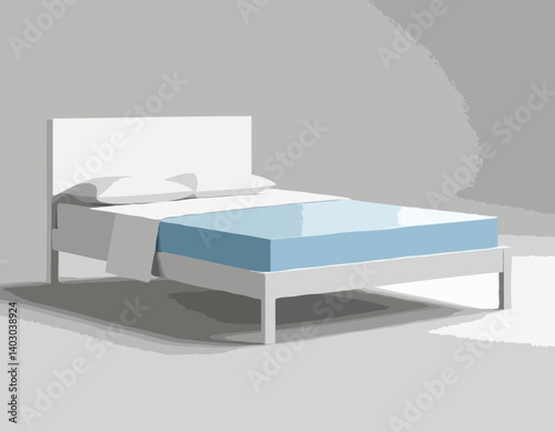 Illustration 3D d’un lit confortable sur fond blanc