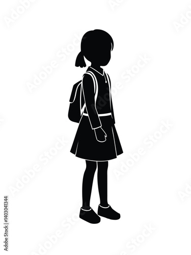 Silhouette of a schoolboy with backpack