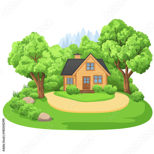 Wooden house in the forest