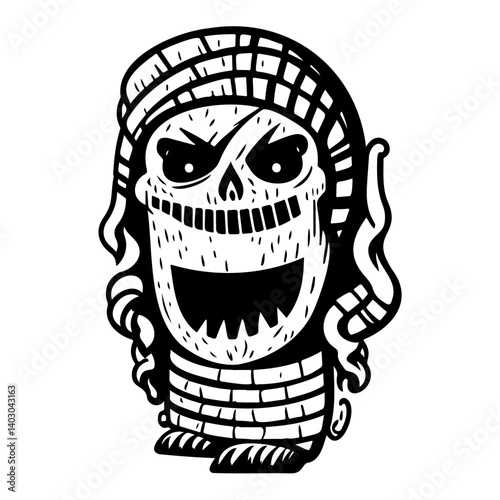 Humorous Skeleton Character with Turban Design