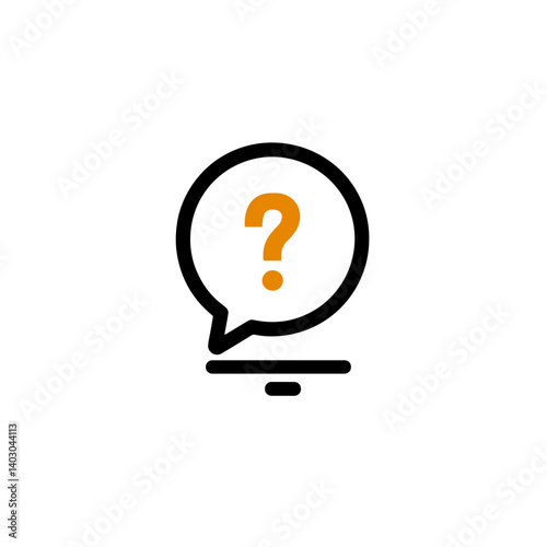 Question mark in speech bubble as simple line icon  