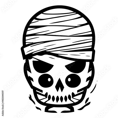 Eerie Mummy Skull with Bandages Vector Graphic