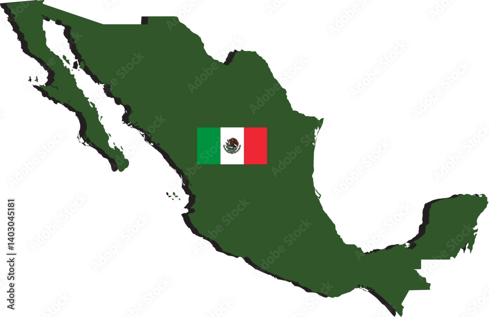 Fototapeta premium Mexico Country Map And Flag Design 