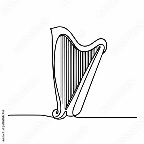 Elegant harp illustration in minimalist design  