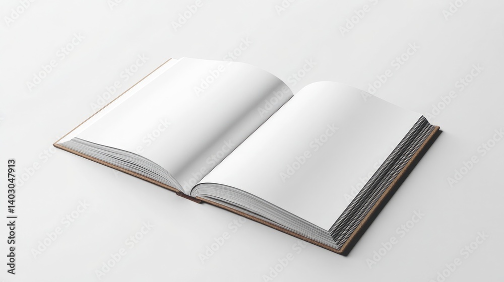 An open book with blank, clean white pages for blog writing, design mockups, and creative content presentation. An open book with blank, clean white pages for blog writing, design mockups, and creative content presentation.