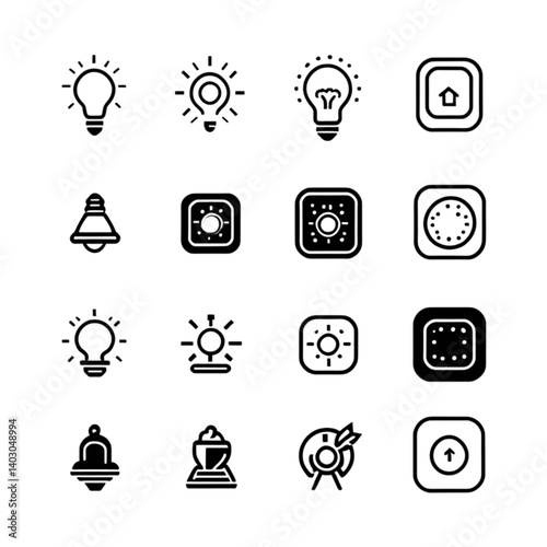 アイデアと照明をテーマにした発想系アイコン｜Idea and Illumination Concept Icons