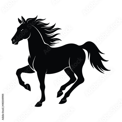 Black Silhouette of Galloping Horse Illustration

