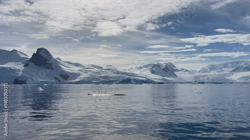 Wallpaper Mural Big Iceberg in Antarctica Winter Scenery, Amazing Shape Ice Formation of Massive Large Enormous Blue Icebergs in Antarctic Peninsula Landscape Seascape with Ocean Sea Water Torontodigital.ca