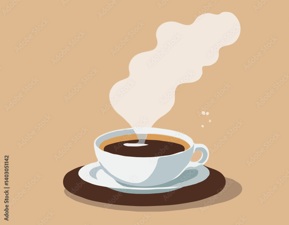 Tasse de café avec fumée et grains de café sur vieux fond en bois