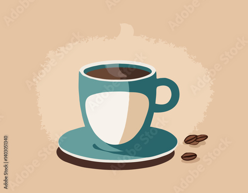 Tasse de café avec fumée et grains de café sur vieux fond en bois