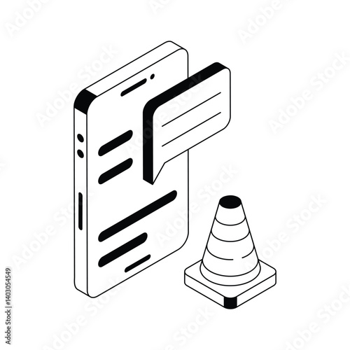 Ready to use isometric outline icon denoting labour day message
