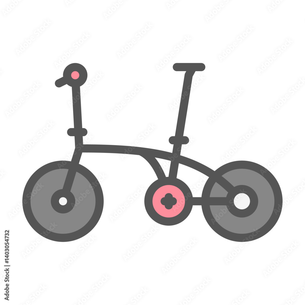 folding bike filled outline icon. bicycle color line illustration. folding bike filled outline icon. bicycle color line illustration.