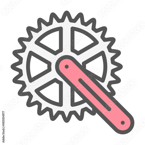 crank filled outline icon. bike part color line illustration.