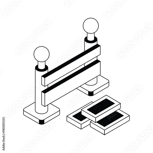 Visually appealing isometric outline icon of construction barrier
