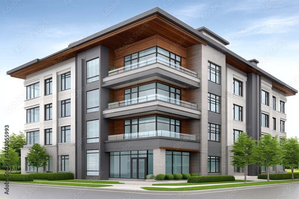 A mixed-use development combining residential, retail, and green space A mixed-use development combining residential, retail, and green space