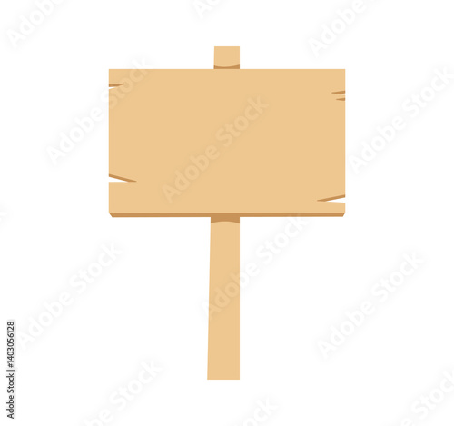 Blank cartoon wood sign object vector isolated on white.