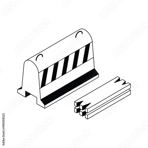 Have a look at this isometric icon denoting concrete barrier