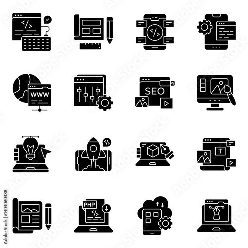 Set of Graphic Designing Solid Icons

