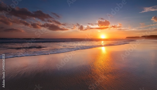 spectacular sunset on the now deserted beach