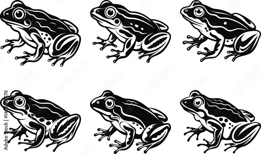 Frog silhouette vector art set Frog silhouette vector art set