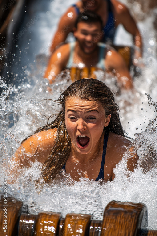Obraz premium Thrilling adventure on the white water rapids at El Ro Bravo in Disneyland Paris filled with laughter and excitement