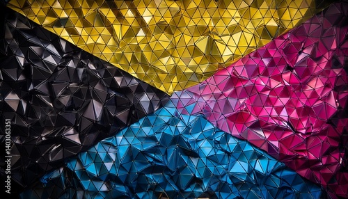 Abstract mosaic background from CMYK triangles