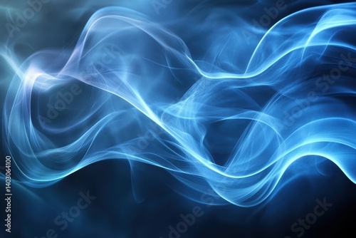 Abstract swirling blue smoke