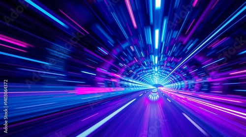 Abstract Hyperspace Journey Through Multiverse with Neon Dimensions and High-Speed Travel