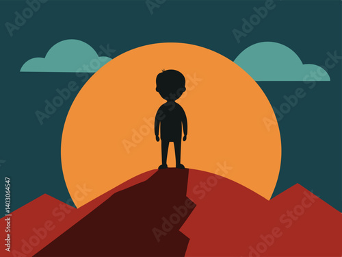businessman standing on top of the mountain