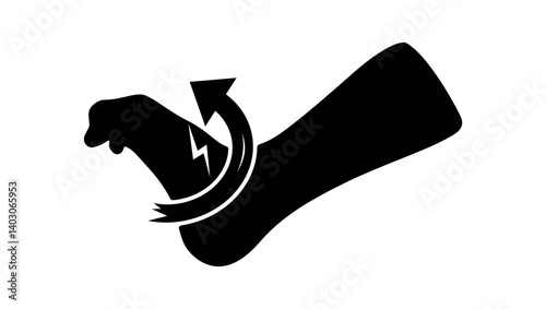 Ankle sprain symbol, black isolated silhouette