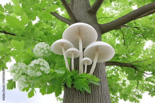 Tree roots hosting fungi, insects, and microfauna in symbiosis