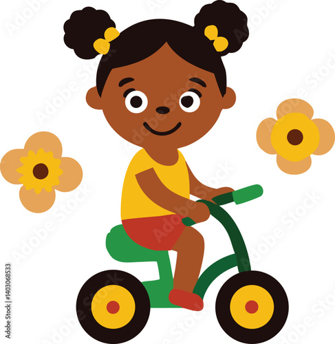 little girl riding a toy bike