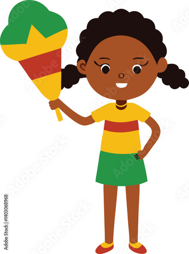 ethiopian girl holding a giant snow cone