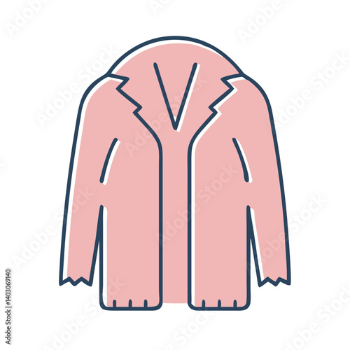 Pink longsleeved buttonup jacket with frayed edges stylish autumn winter outerwear