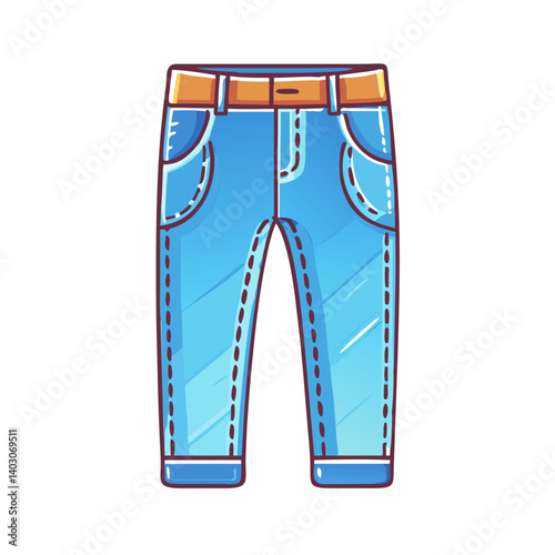 A pair of light blue jeans with a brown belt stylish casual pants