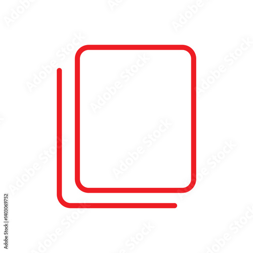 Add new tab, slide, or section line art vector icon. Red Dublicate, boxes mini line, icon. Red Copy icon vector isolated on white background. Red Copy vector. Red copy duplicate layer icon.