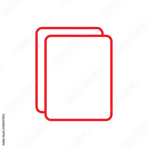 Add new tab, slide, or section line art vector icon. Red Dublicate, boxes mini line, icon. Red Copy icon vector isolated on white background. Red Copy vector. Red copy duplicate layer icon.