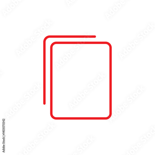 Add new tab, slide, or section line art vector icon. Red Dublicate, boxes mini line, icon. Red Copy icon vector isolated on white background. Red Copy vector. Red copy duplicate layer icon.