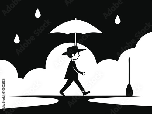 man with umbrella in rain