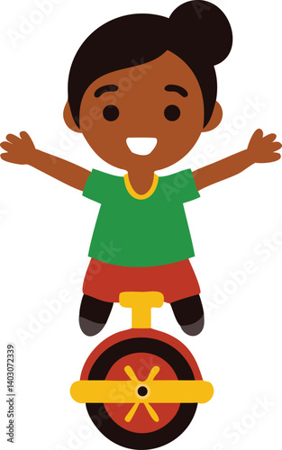 Korean girl spinning on a hoverwheel 