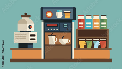 A selfserve coffee station with cups lids and a variety of coffee options.