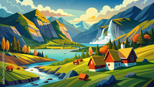 A beautiful view on a norwegian valley