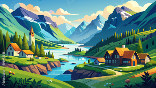 A beautiful view on a norwegian valley