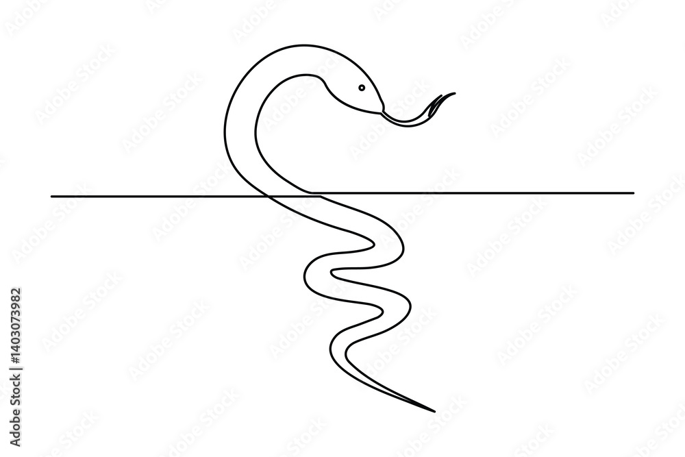 Continuous single line drawing of snake outline isolated vector art design Continuous single line drawing of snake outline isolated vector art design