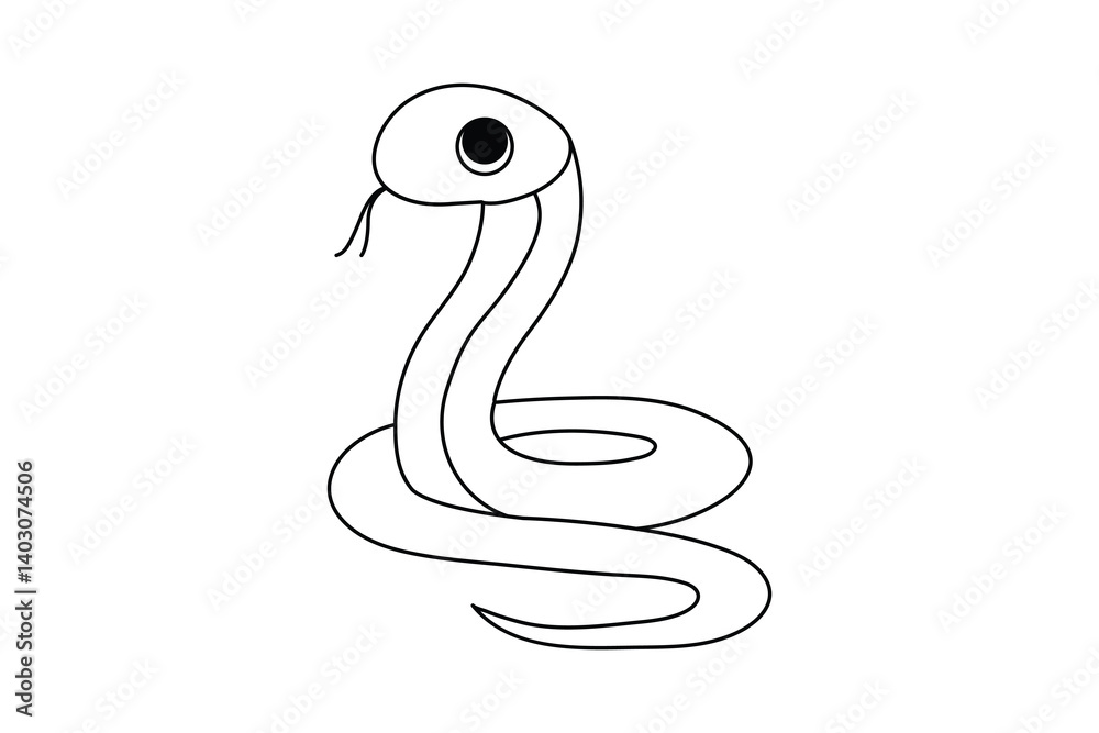 Fototapeta premium Continuous single line drawing of snake outline isolated vector art design